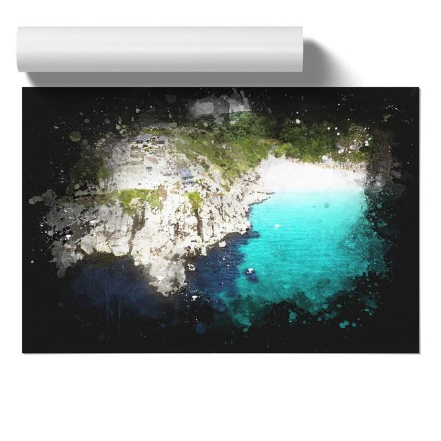 Porthcurno Beach in Cornwall - Unframed Graphic Art East Urban Home Size: 42cm H x 59cm W x 0.1cm D on Productcaster.