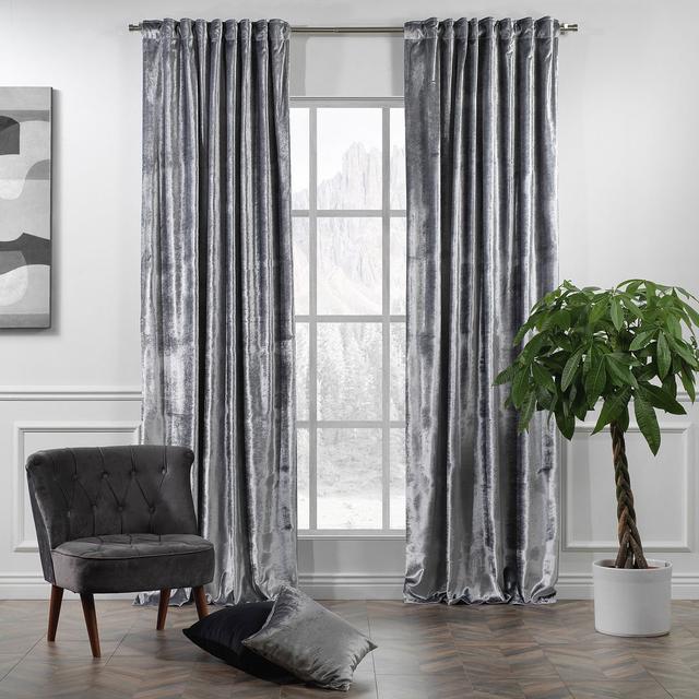 Extra Long & Extra Wide Shiny Velvet Curtain Panel (customized) Lilijan Home & Curtain Curtain Colour: Silver, Panel Size: 280cm Width x 225cm Drop on Productcaster.