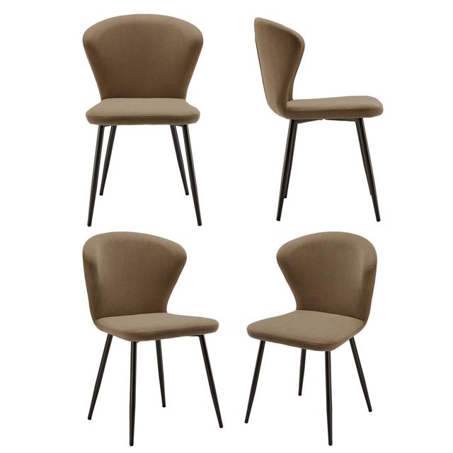 Oksana Corduroy Upholstered Upholstered Back Side Chair (Set of 4) Corrigan Studio Upholstery Colour: Brown on Productcaster.