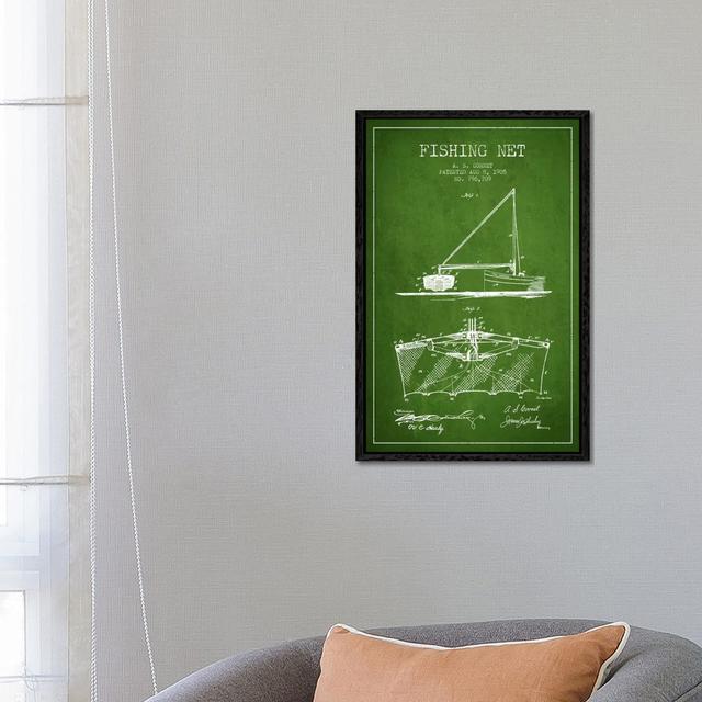 Fishing Net Green Patent Blueprint by Aged Pixel - Gallery-Wrapped Canvas Giclée on Canvas Trent Austin Design Size: 66.04cm H x 45.72cm W, Format: Bl on Productcaster.