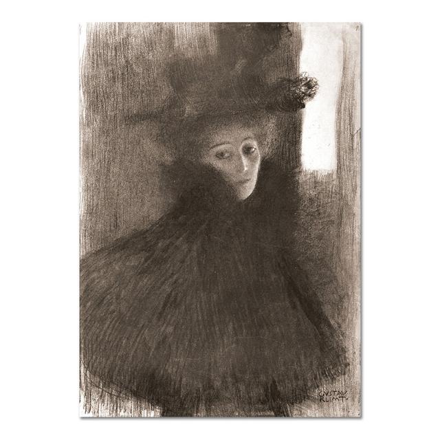 Glasbild Lady with Hat and Cape von Gustav Klimt Rosalind Wheeler Größe: 65 cm H x 45 cm B on Productcaster.