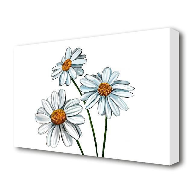 'White Daisy Trio Flowers' Painting Print on Canvas East Urban Home Size: 81.3 cm H x 121.9 cm W on Productcaster.