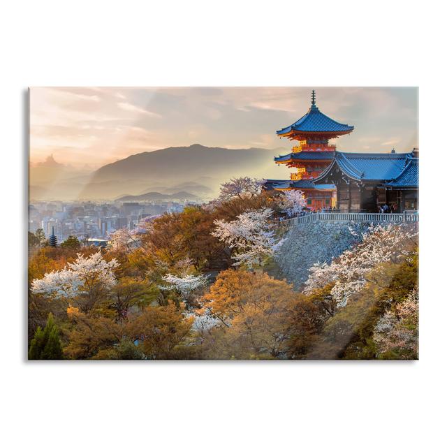 Japanese Temple in front of a Foggy City - Unframed Graphic Art on Glass Brayden Studio Size: 60cm H x 80cm W x 0.4cm D on Productcaster.