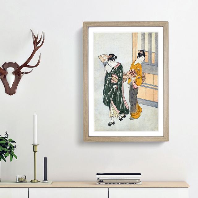 Girl with a Fan by Harunobu Suzuki - Picture Frame Painting Print East Urban Home Frame Option: Oak Framed, Size: 65cm H x 48cm W x 2cm D on Productcaster.