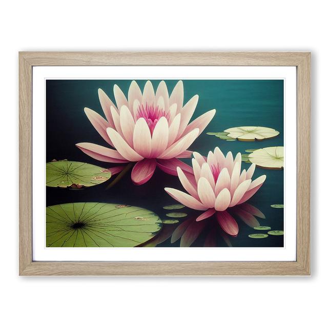 Excellent Water Lily Flowers - Picture Frame Graphic Art 17 Stories Frame Colour: Oak, Size: 25cm H x 34cm W x 2cm D on Productcaster.