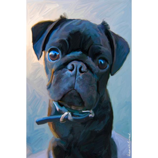 Pug Baby Blue by Robert McClintock - Wrapped Canvas Art Prints Rosalind Wheeler Size: 46cm H x 30cm W x 3.8cm D on Productcaster.