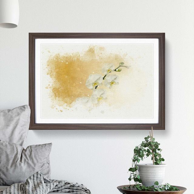 White Orchid Flowers in Abstract - Picture Frame Graphic Art Print East Urban Home Frame Option: Walnut, Size: 40cm H x 60cm W x 2cm D on Productcaster.