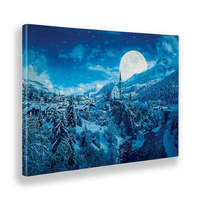 Leinwandbild Moon on Winter Landscape von Stefano Calisti Union Rustic Größe: 95 cm H x 135 cm B on Productcaster.