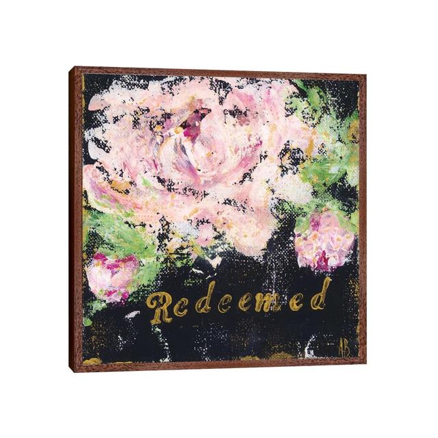 Redeemed Floral-Canvas Fleur De Lis Living Format: Classic Brown Wood Framed, Size: 66.04cm H x 66.04cm W x 3.81cm D on Productcaster.