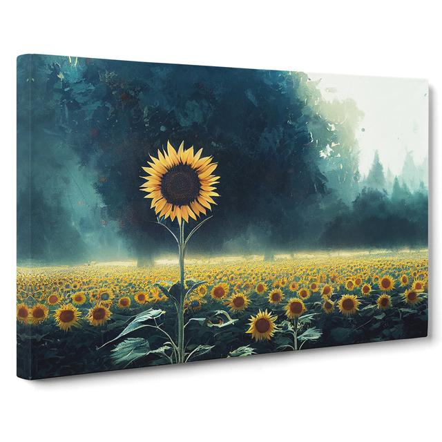 Favourable Sunflowers - Wrapped Canvas Graphic Art Brambly Cottage Size: 35cm H x 50cm W x 3cm D on Productcaster.