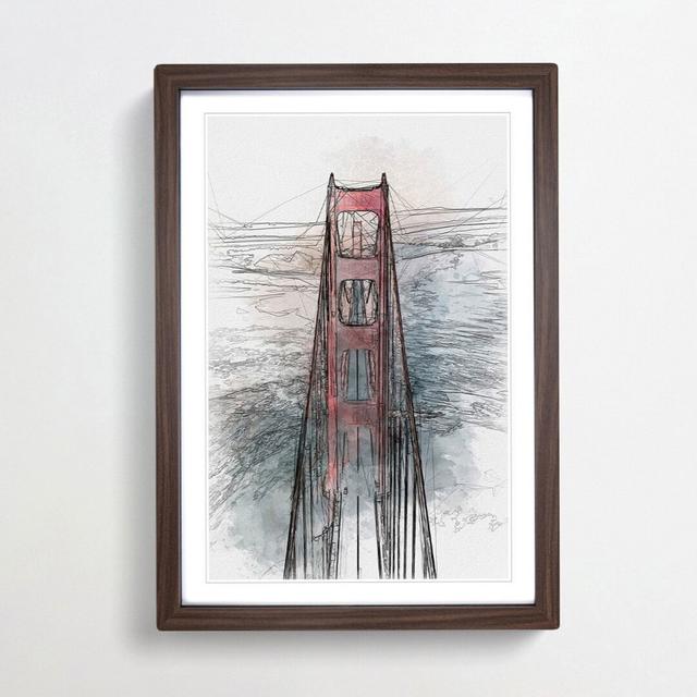 Through the Golden Gate Bridge in Abstract - Picture Frame Graphic Art Print East Urban Home Frame Option: Walnut, Size: 76cm H x 50cm W x 2cm D on Productcaster.