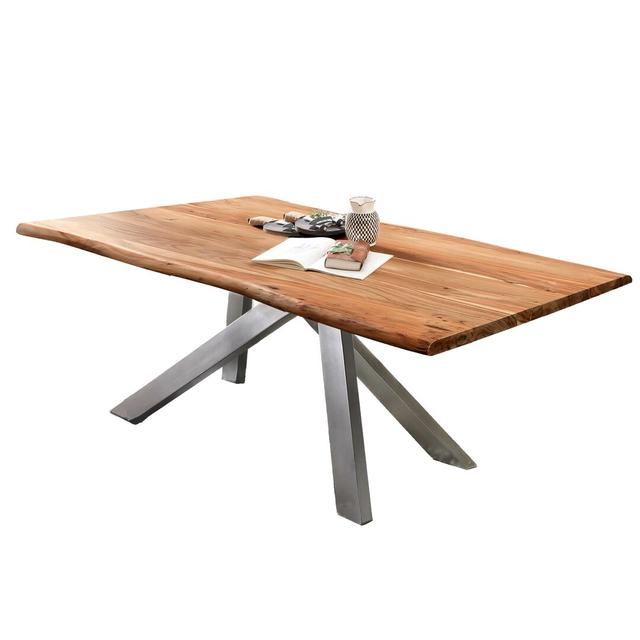 Lindley Dining Table Williston Forge Size: H80 x L220 x W100cm, Table Base Colour: Silver on Productcaster.