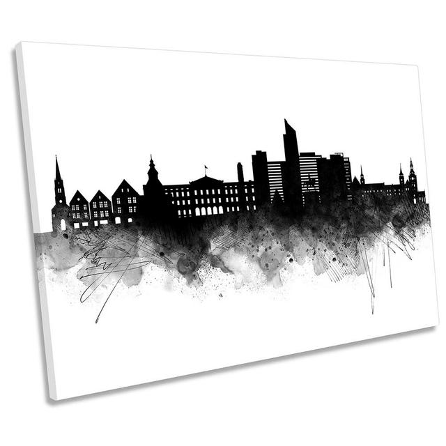 Oslo Abstract City Skyline - Wrapped Canvas Print Ebern Designs Size: 61cm H x 91.4cm W x 4cm D on Productcaster.