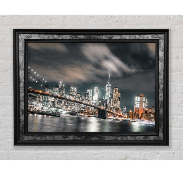 Light On The Bridge In New York - Single Picture Frame Art Prints Bright Star Size: 59.7cm H x 84.1cm W x 8cm D on Productcaster.