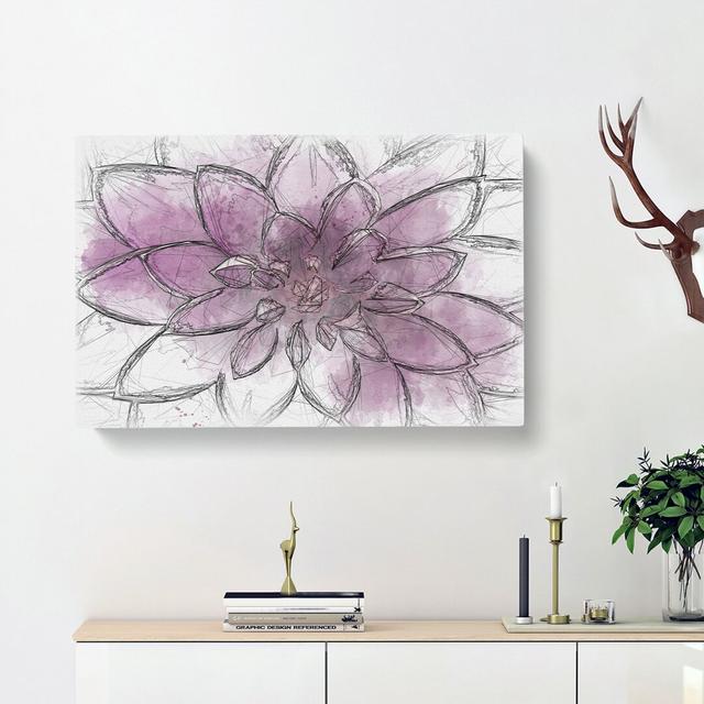 Pink Dahlia Flower - Wrapped Canvas Painting Print East Urban Home Size: 40cm H x 60cm W x 3cm D on Productcaster.