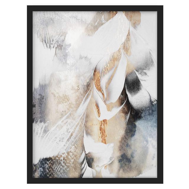 Picture With Frame - Golden Abstract Winter Painting - Portrait 4:31 Ivy Bronx Frame Option: Black Framed, Size: 55cm H x 40cm W x 2cm D on Productcaster.