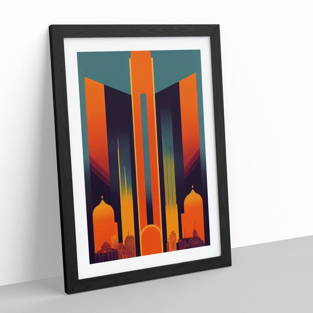 Art Deco City Skyline No.2 - Picture Frame Graphic Art 17 Stories Frame Colour: Black, Size: 46cm H x 34cm W on Productcaster.