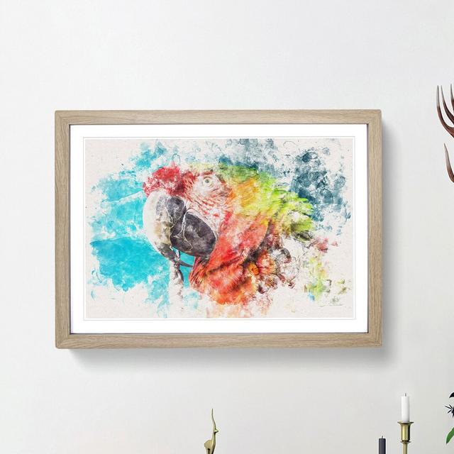 Rainbow Macaw Parrot - Picture Frame Painting Print East Urban Home Frame Option: Oak Framed, Size: 33cm H x 45cm W x 2cm D on Productcaster.