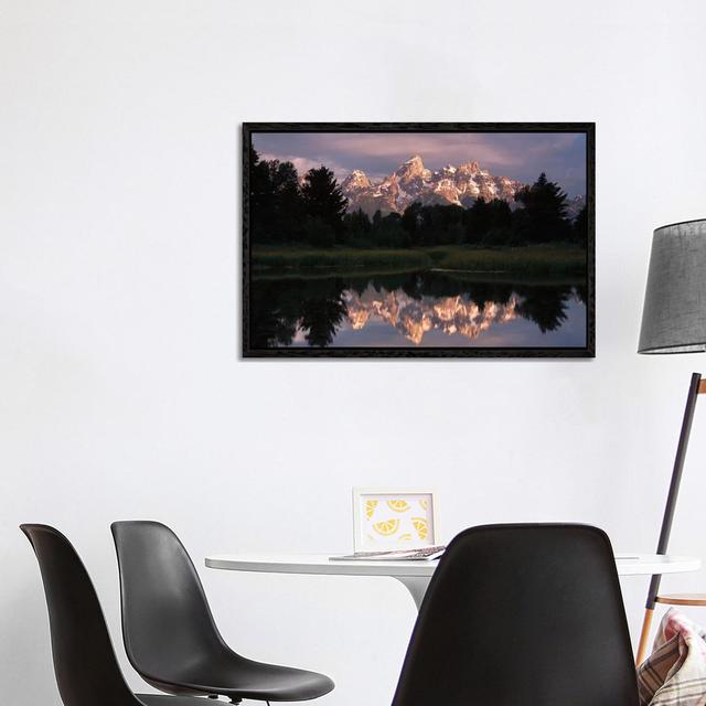 Grand TetonRange And Cloudy Sky At Schwabacher Landing Reflected InThe WaterGrand Teton NationalPark von Tim Fitzharris - Gallery-Wrapped Canvas Giclé on Productcaster.