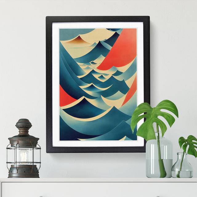 Seascape Mid Century - Single Picture Frame Print Metro Lane Frame Option: Oak, Size: 64cm H x 46cm W x 2cm D on Productcaster.