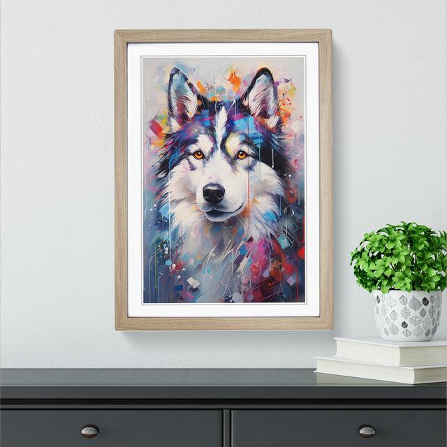 Husky Informel No.3 - Single Picture Frame Print on Wood Marlow Home Co. Format: Oak, Size: 64cm H x 46cm W x 2cm D on Productcaster.