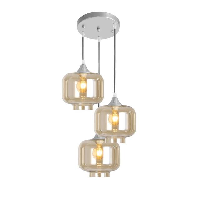 Beaumont 3 - Light Cluster Rectangle Pendant George Oliver Base Finish: Silver, Shade Colour: Amber on Productcaster.