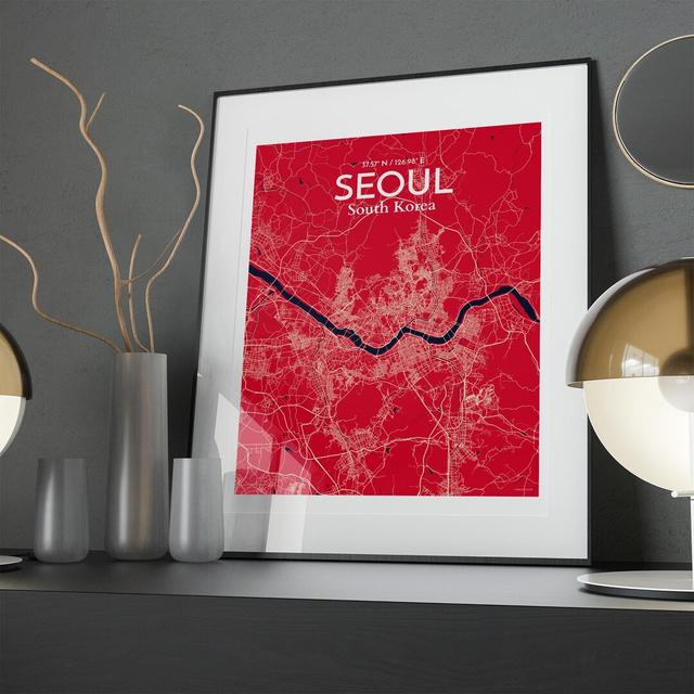 Seoul City Map in Nautical - Graphic Art Print on Paper Borough Wharf Size: 20cm H x 16cm W x 0.05cm D on Productcaster.