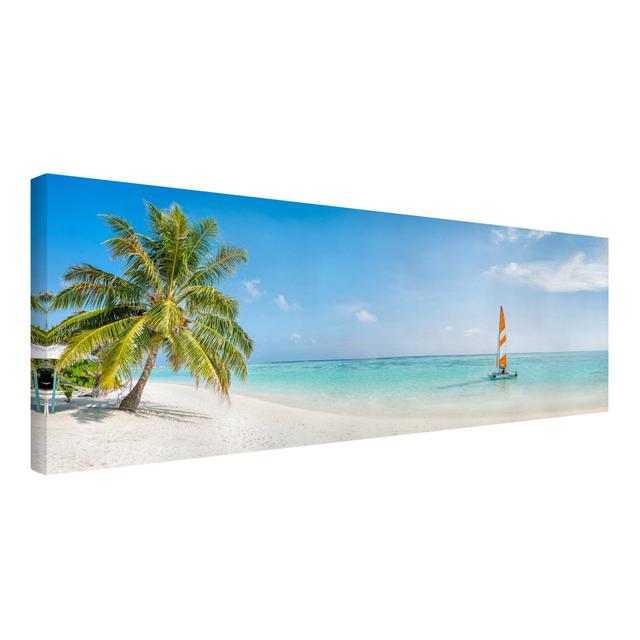 Catamaran on the Indian Ocean - Wrapped Canvas Graphic Art Longshore Tides Format: 330g/m³ recycled canvas, Size: 40cm H x 120cm W on Productcaster.