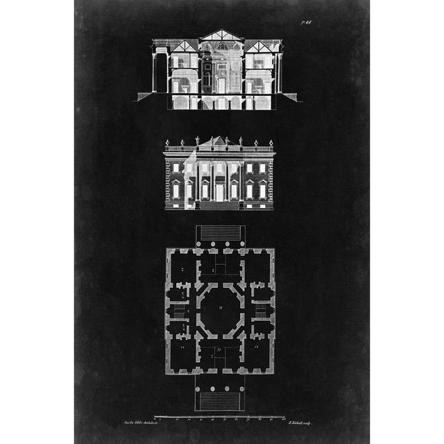 Graphic Building & Plan V by James Gibbs - Wrapped Canvas Graphic Art Rosalind Wheeler Size: 76cm H x 51cm W on Productcaster.