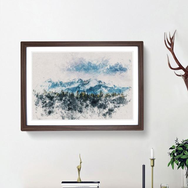 Mountains Behind the Forest - Picture Frame Painting Print East Urban Home Frame Option: Walnut Framed, Size: 62cm H x 87cm W x 2cm D on Productcaster.