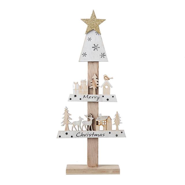 Wooden Merry Christmas Tree The Seasonal Aisle on Productcaster.