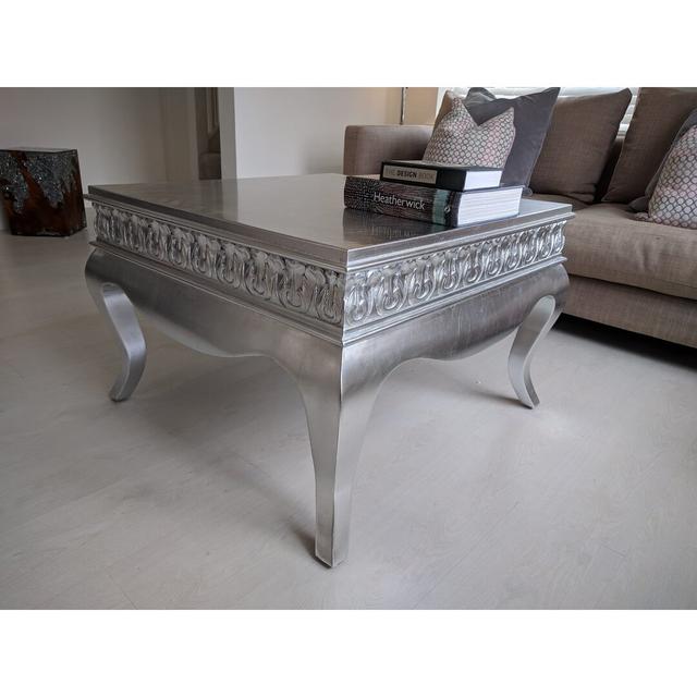 Rectangular Coffee Table made of Wood by Fleur De Lis Living, Size: 80 x 80cm, Colour: Silver Leaf on Productcaster.