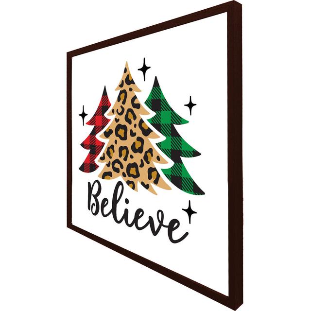 Copemish Christmas Trees With Leopard - Single Picture Frame Print The Seasonal Aisle Size: 31cm H x 31cm W x 4cm D, Frame Colour: Brown on Productcaster.