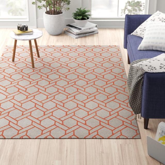 Hand Tufted Orange Rug Longshore Tides Rug Size: Rectangle 160 x 230cm on Productcaster.