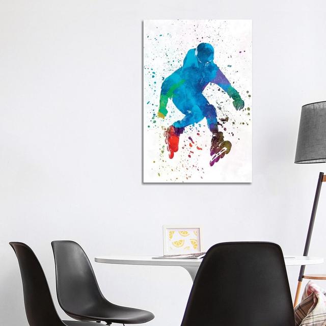 Man Roller Skater Inline in Watercolour I by Paul Rommer - Wrapped Canvas Painting ClassicLiving Size: 101.6cm H x 66.04cm W x 1.91cm D on Productcaster.