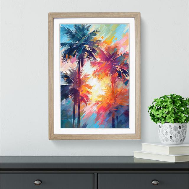 Palm Tree Abstract No.3 - Single Picture Frame Print on Wood 17 Stories Size: 64cm H x 46cm W x 2" D, Format: Oak Framed on Productcaster.