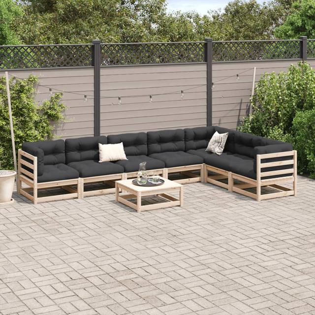 Vidaxl 8-Tlg. Garten-Sofagarnitur Mit Kissen Kiefernholz Imprägniert DEvidaxl Rahmenfarbe: Natürlich, Farbe: Dunkelgrau on Productcaster.