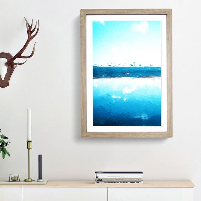 Red Kayak on a Lake in Sweden in Abstract - Picture Frame Graphic Art Print East Urban Home Size: 87cm H x 62cm W x 2cm D, Frame Option: Oak Framed on Productcaster.