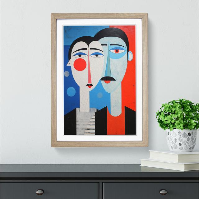 XYZ-FRM-V1223-1648 Two Men In Love Dadaism - Single Picture Frame Print on Wood Big Box Art Frame Colour: Oak, Size: 46cm H x 34cm W x 2cm D on Productcaster.