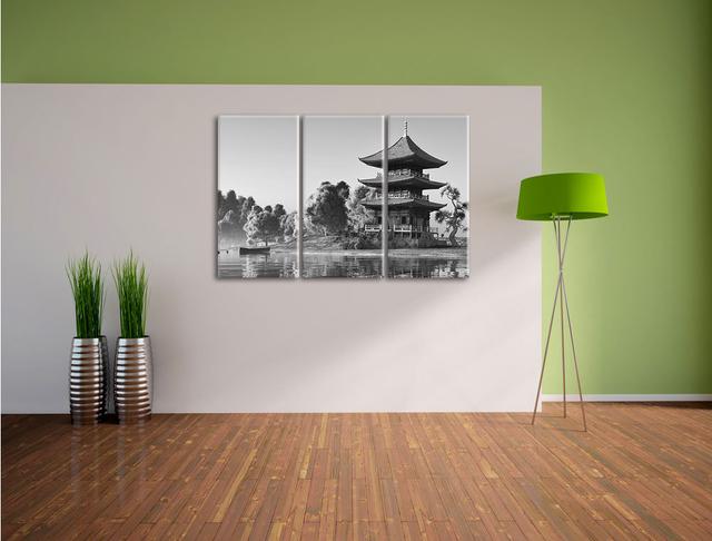 3-tlg. Leinwandbilder-Set „Prachtvoller asiatischer Tempel am See“, Fotodruck East Urban Home on Productcaster.