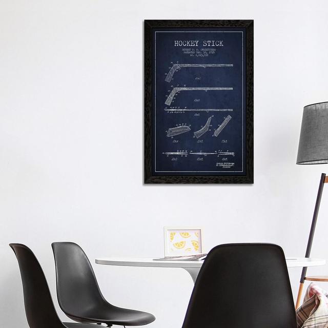 'Hockey Stick Navy Blue Patent Blueprint' by Aged Pixel - Floater Frame Graphic Art Print on Canvas Williston Forge Size: 101.6cm H x 66.04cm W x 3.81 on Productcaster.