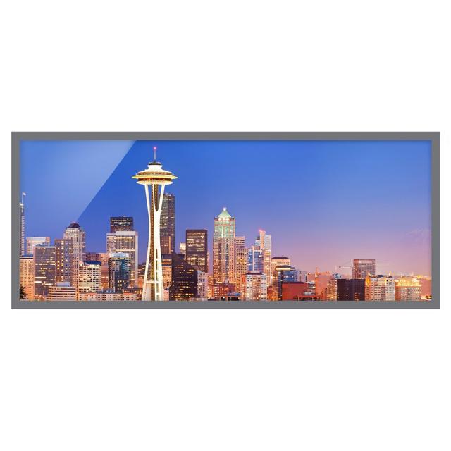 Nightlife of Seattle - Picture Frame Graphic Art Ebern Designs Size: 50cm H x 130cm W x 2cm D, Frame Option: Grey Framed on Productcaster.