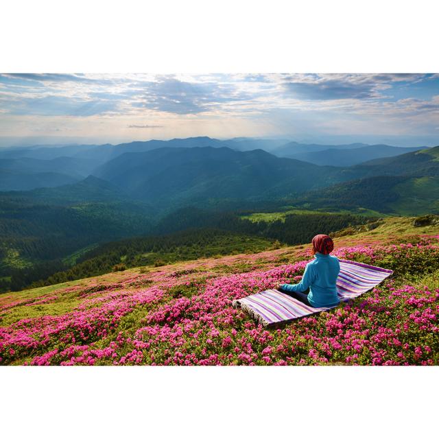 Girl Is Sitting in Lotus Posture - Wrapped Canvas Photograph Alpen Home Size: 61cm H x 91cm W on Productcaster.