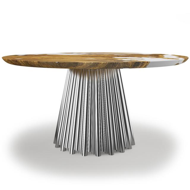 Round Metal Base Dining Table Arditi Collection Table Base Colour: Chrome, Size: H75 x L244 x W244cm on Productcaster.