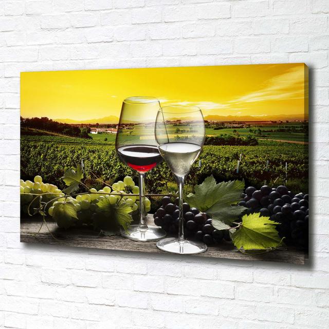 Wine and Grapes - Wrapped Canvas Art Prints Brayden Studio on Productcaster.