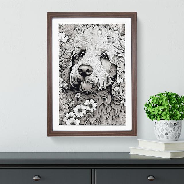 Labradoodle Line - Single Picture Frame Print on Wood Marlow Home Co. Frame Colour: Walnut Framed, Size: 64cm H x 46cm W x 2cm D on Productcaster.