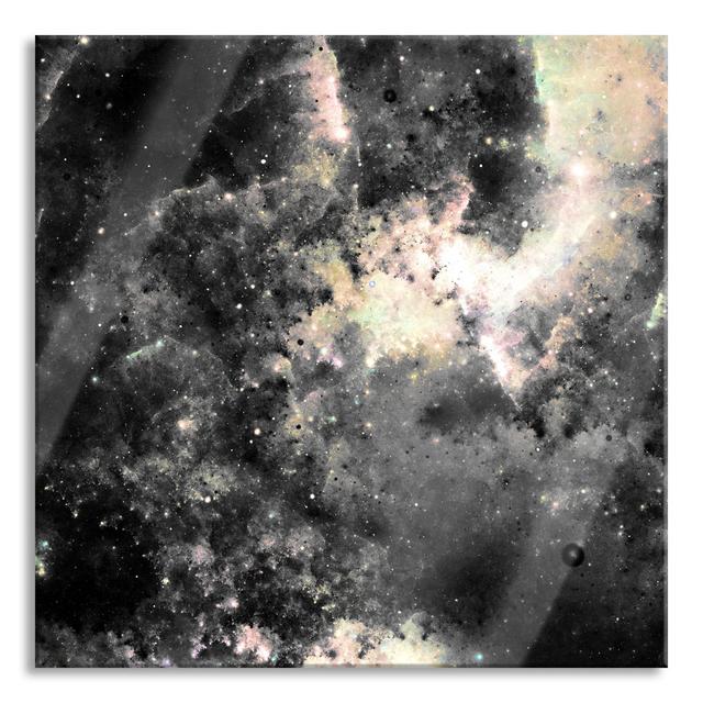 Colourful Nebula Galaxy And Stars - No Frame Print on Glass Brayden Studio Size: 70cm H x 70cm W x 0.4cm D on Productcaster.