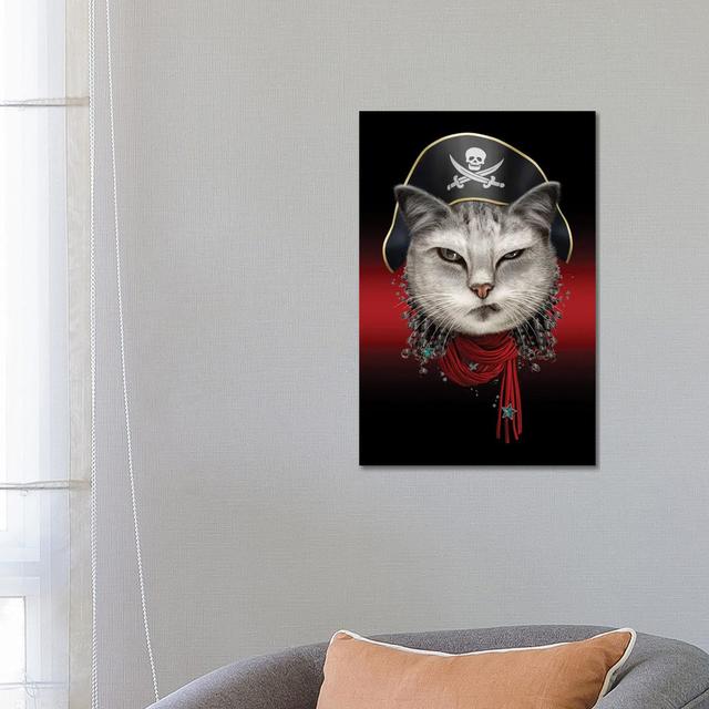 Portrait of Pirate Cat by Adam Lawless - Wrapped Canvas Art Prints Happy Larry Size: 66.04cm H x 45.72cm W x 3.81cm D on Productcaster.