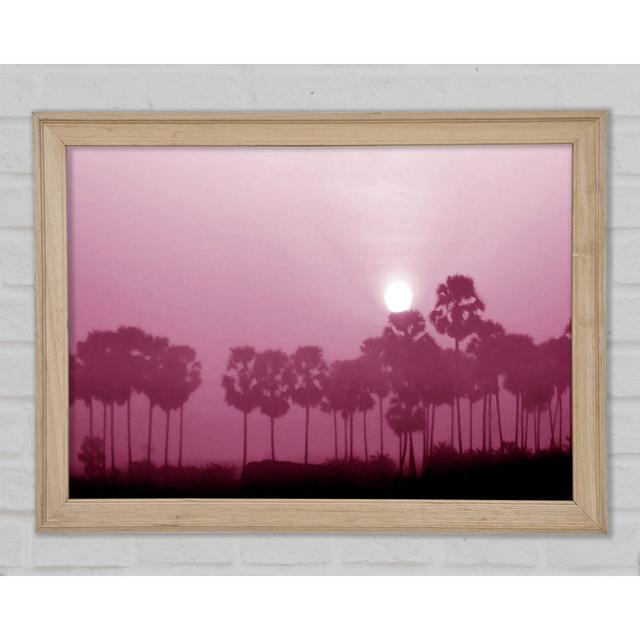 Sun Over The Deep Pink Lake - Single Picture Frame Art Prints Ebern Designs Size: 59.7cm H x 84.1cm W x 1.5cm D, Format: Natural Framed Paper on Productcaster.