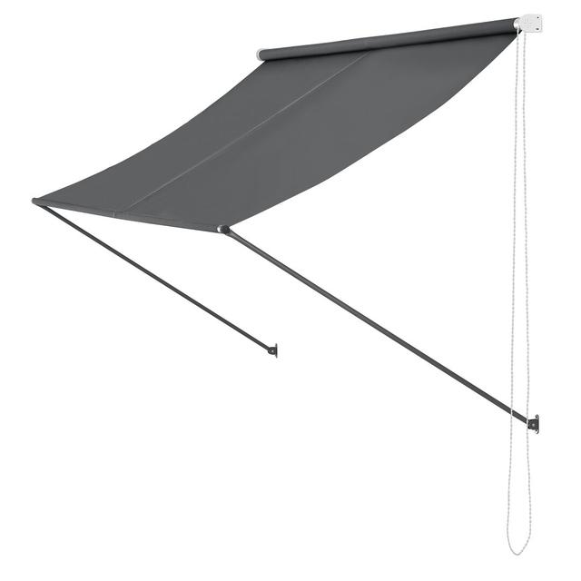 Athulya 2.5m W x 1.2m D Retractable Patio Awning Dakota Fields Colour: Dark Grey on Productcaster.